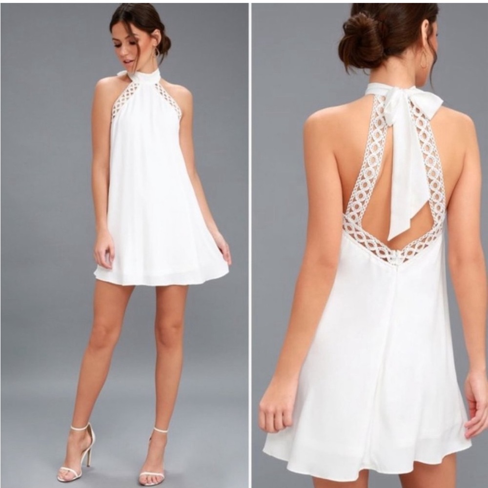 Lulus Any Sway, Shape, or Form White Lace Dress XS